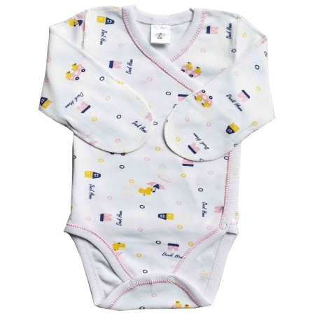 Smėlinukas naujagimiui išvirkščiomis siūlėmis "Rausvi ančiukai"