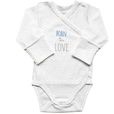 Smėlinukas naujagimiui išvirkščiomis siūlėmis "Born in love"