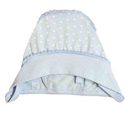 Kepurė kūdikiui išvirkščiom siūlėm (melsva)