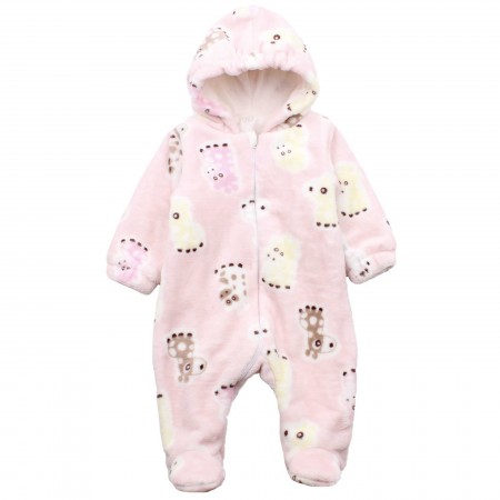 Pliušinis kombinezonas kūdikiams Zirafa (rausvas)