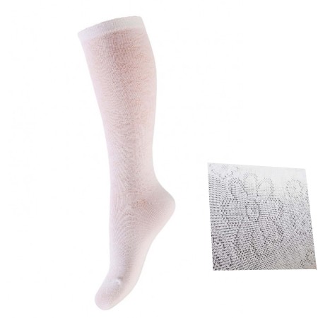 Gatta medvilninės puskojinės mergaitėms( baltos gėlės 004)