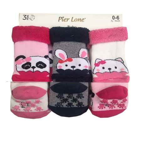 Frotinės kojinės gumuotais padukais (ABS) 3 vnt.