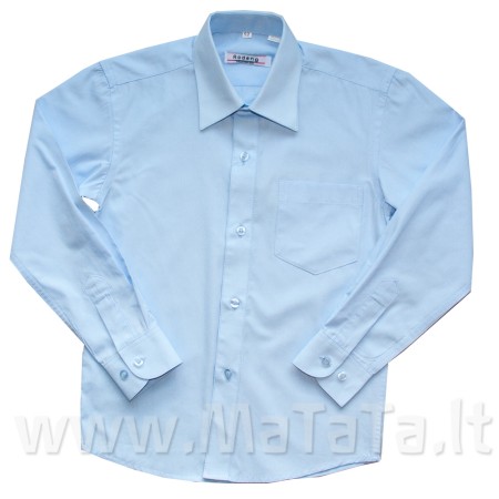 Melsvi marškiniai berniukui ilgomis rankovėmis. 