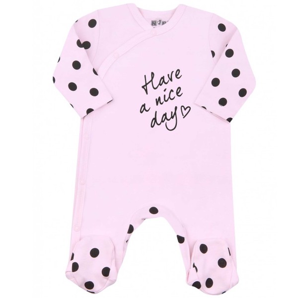 Nini organinės medvilnės šliaužtinukai-kombinezonas "Have a nice day" Nini organinės medvilnės šliaužtinukai-kombinezonas "Have a nice day"