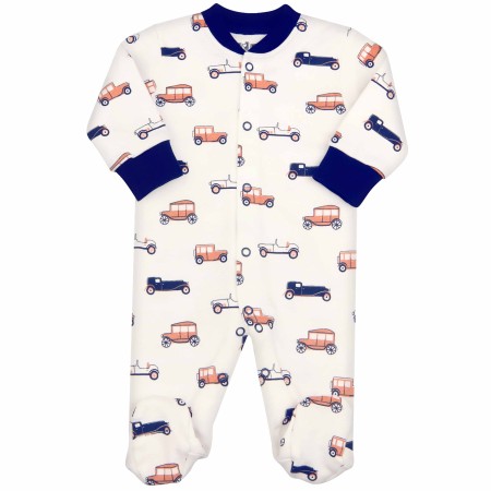 Nini organinės medvilnės šliaužtinukai-kombinezonas "Old car"