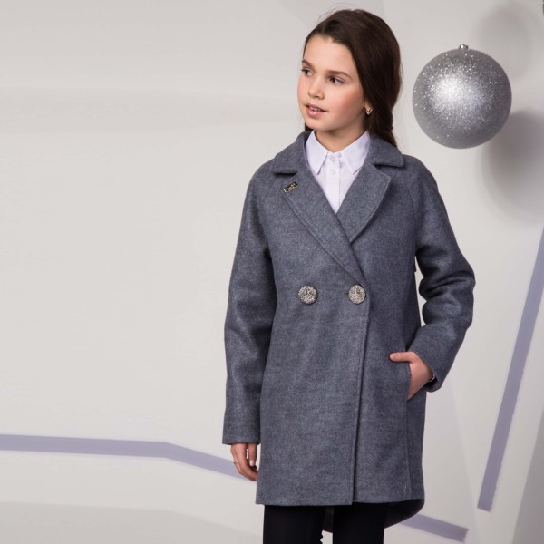 Paltas mergaitei Arija (pilkai melsvas) Paltas mergaitei Arija (pilkai melsvas)